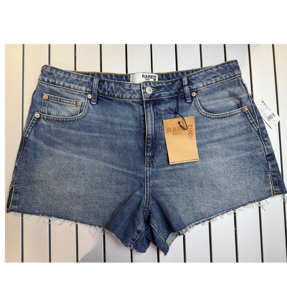 Pacsun Rare DNM Edit Womens High Rise Cut Off Denim Shorts Blue Wash Size 31 NWT